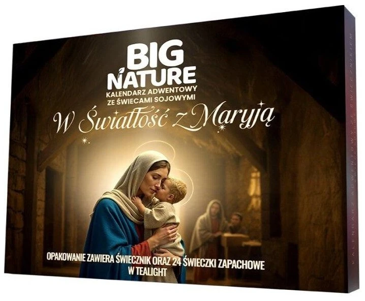 Big Nature Advento kalendorius „Į šviesą su Marija“ su sojų žvakėmis ir žvakidėmis, 24 vnt.