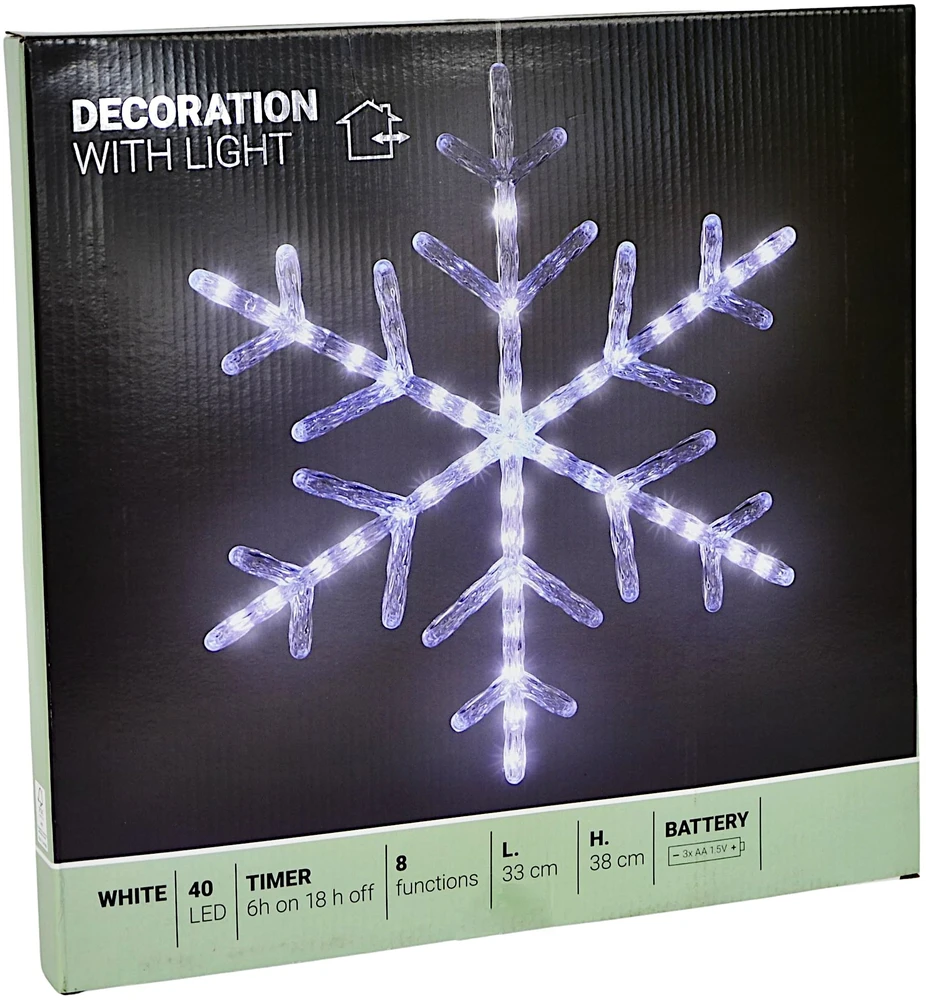 Christmas Decoration Kalėdinė dekoracija SNIEGO LUITAS, šviečianti, kabinama, 40 LED, balta, 1080623