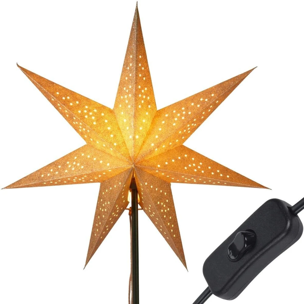 KOOPMAN Dekoracja świąteczna Christmas decoration Gwiazda dekoracyjna su podświetleniem LED wys:65CM CHAMPAGNE