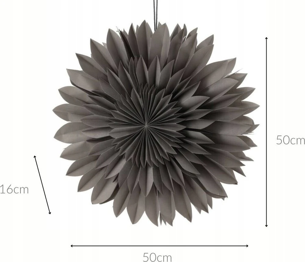 Mondex Popierinė 3D dekoratyvinė žvaigždė 50 cm pilka