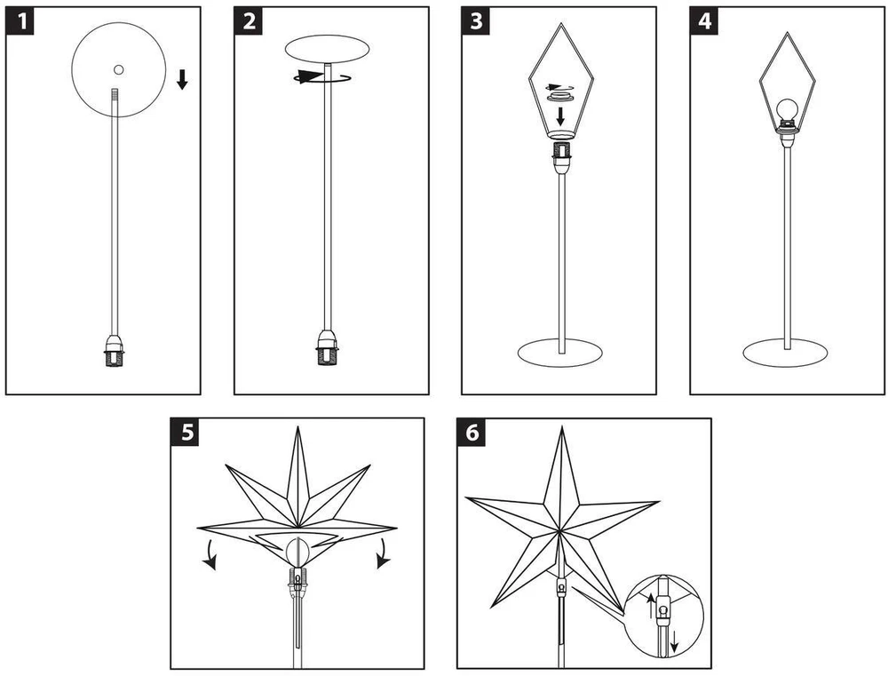 KOOPMAN Dekoracja świąteczna Christmas decoration Gwiazda dekoracyjna su podświetleniem LED wys:65CM CHAMPAGNE