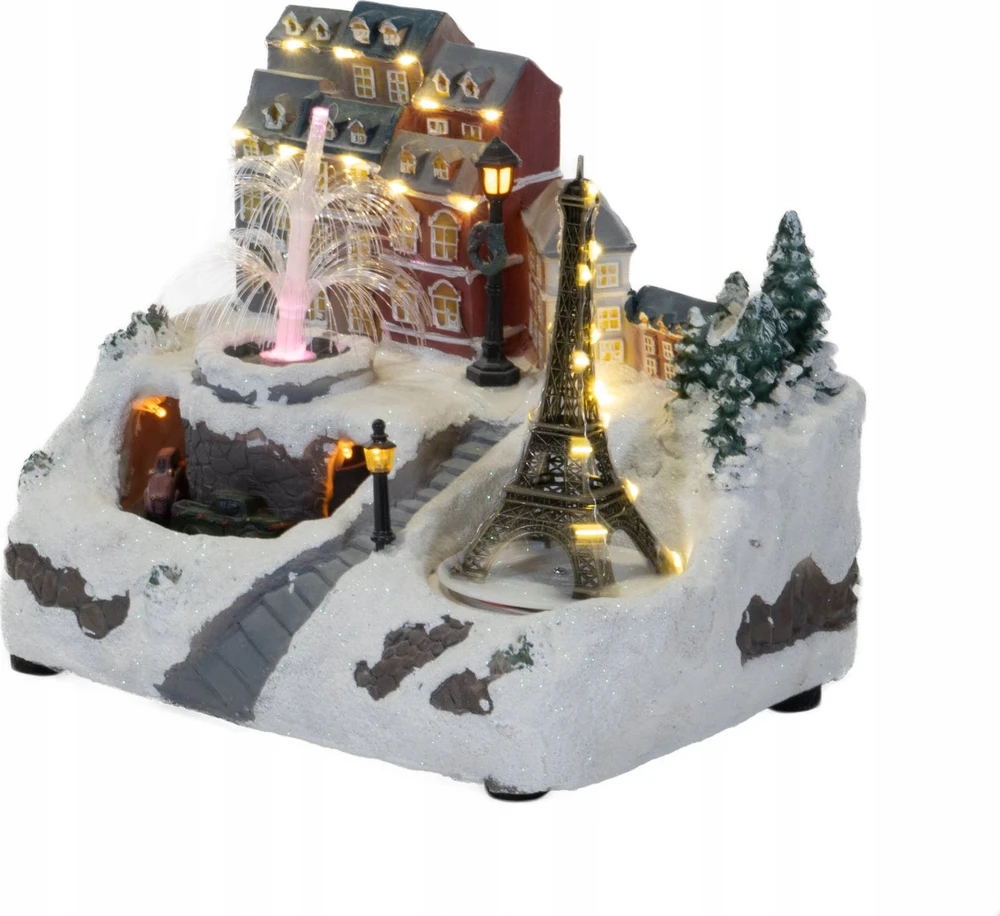 Fééric Lights and Christmas Jaudinantis žiemos peizažas su Eifelio bokštu