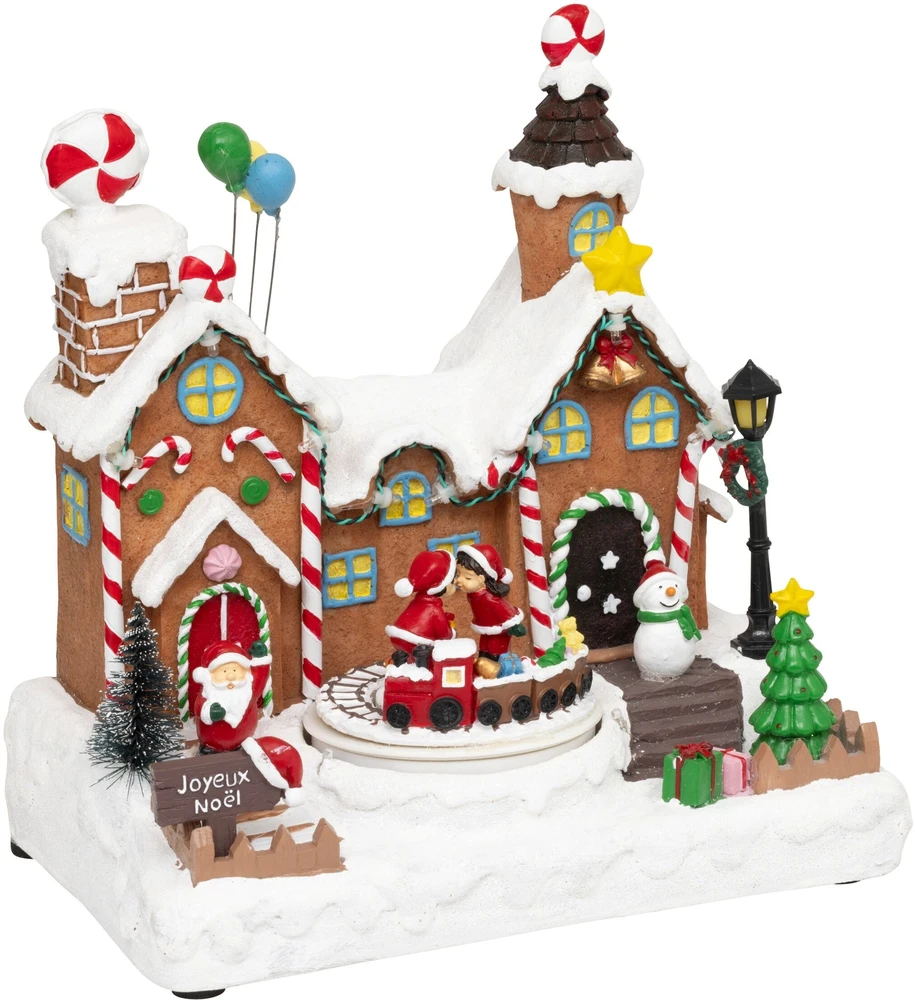 Fééric Lights and Christmas Kalėdinis peizažas, dovanų fabrikas, 23,2 x 24,5 cm, judantis su garsu