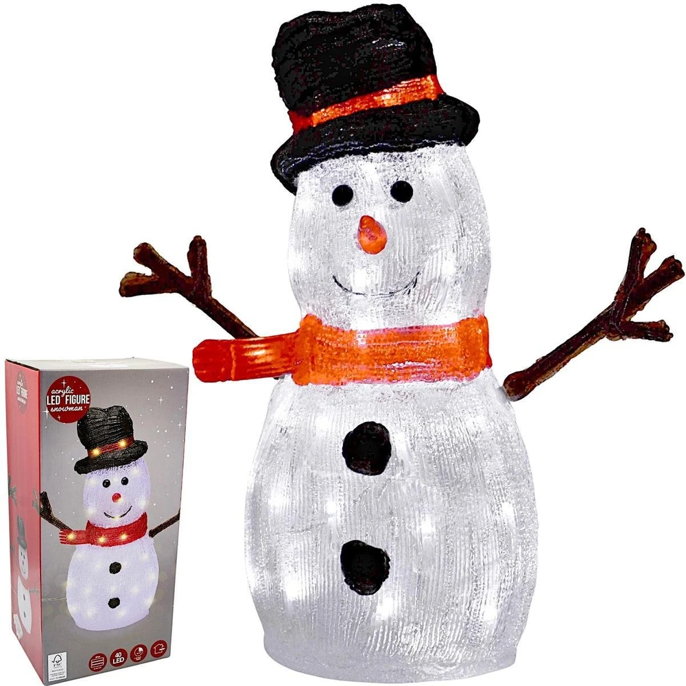 KOOPMAN Kaledžių dekoracija Home Styling Collection Dekoratyvinė figūrėlė sniego senis 40LED AUKŠTIS: 40CM AKRILAS