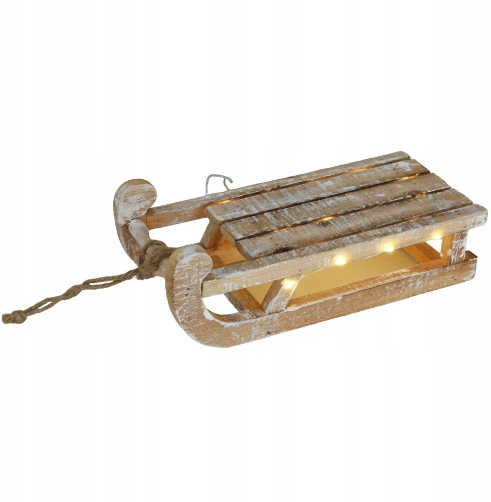 Home Styling Collection Medinė kalėdinė dekoracija su LED lemputėmis, rogės, 32 x 25 x 11 cm