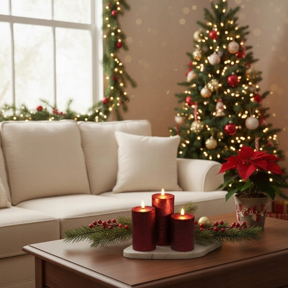 Home Styling Collection Dekoratyvinės LED žvakės Ø 7,5 cm, 3 vnt. rinkinys.