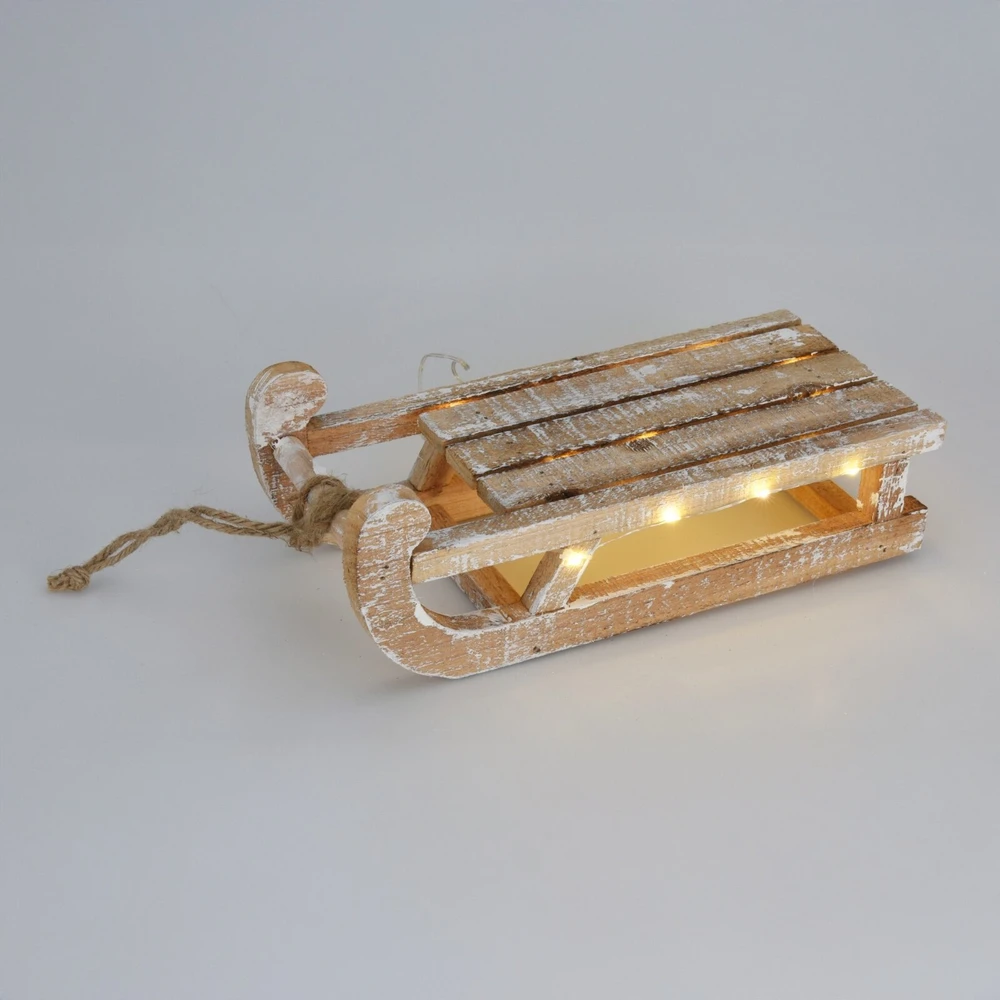 Home Styling Collection Medinė kalėdinė dekoracija su LED lemputėmis, rogės, 32 x 25 x 11 cm