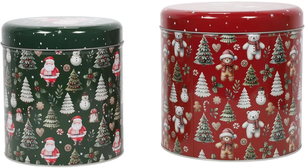 Home Styling Collection Kalėdinis įvairių dydžių metalinių indelių rinkinys, 2 vnt.