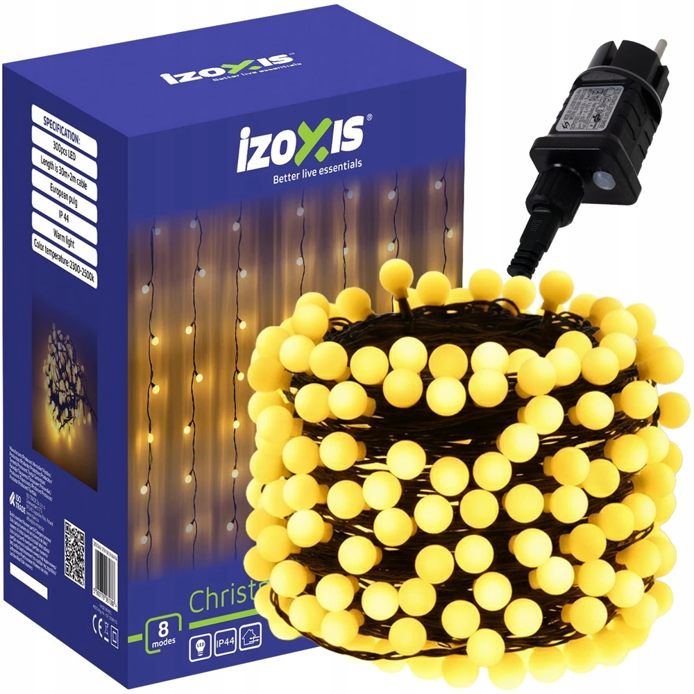 Kalėdinių kamuoliukų lemputės 300LED 30m Izoxis 26264