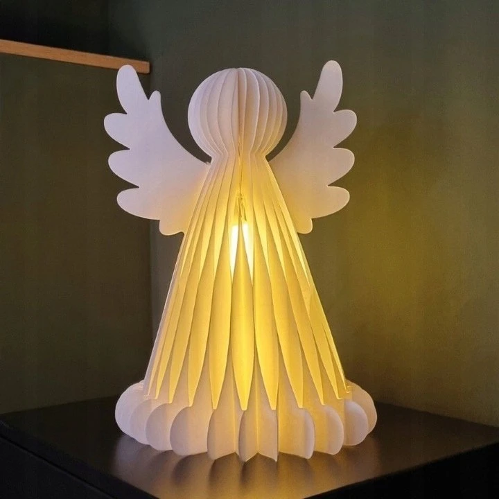 Dekoracja świąteczna Koopman Anioł dekoracyjny papierowy LED 38CM