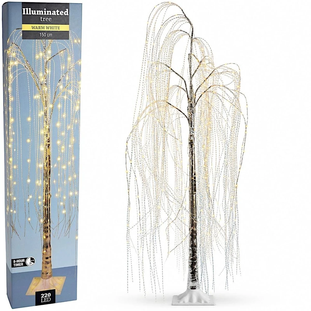 KOOPMAN DEKORATYVINIS MEDELIS GLUOSNIS 220 LED AUKŠTIS 150CM LAIKMATIS SIDABRINIS 140822
