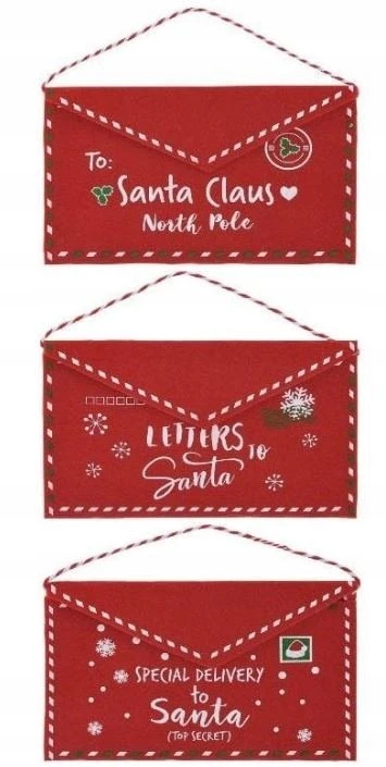 KOOPMAN KALĖDINIS VOKAS LAIŠKUI KALĖDŲ SENELIUI IŠ VELTO 26x16CM SANTA CLAUS 544637