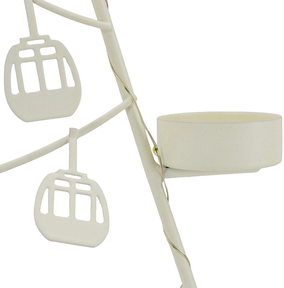 Koopman Kalėdinė dekoracija Metalinis žvakidė su LED eglutė 38 cm balta