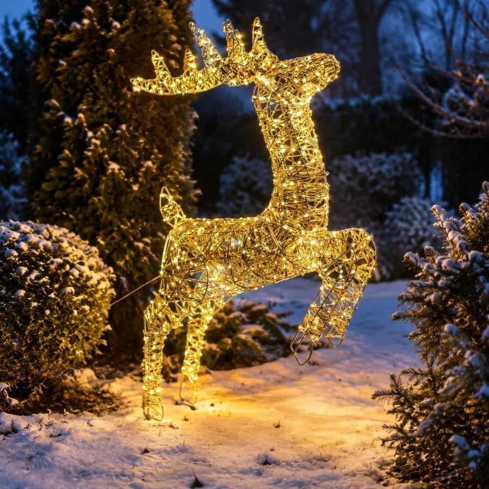 Dekoracja świąteczna Koopman Świetlna renifer su kokardą 50X88CM 720LED