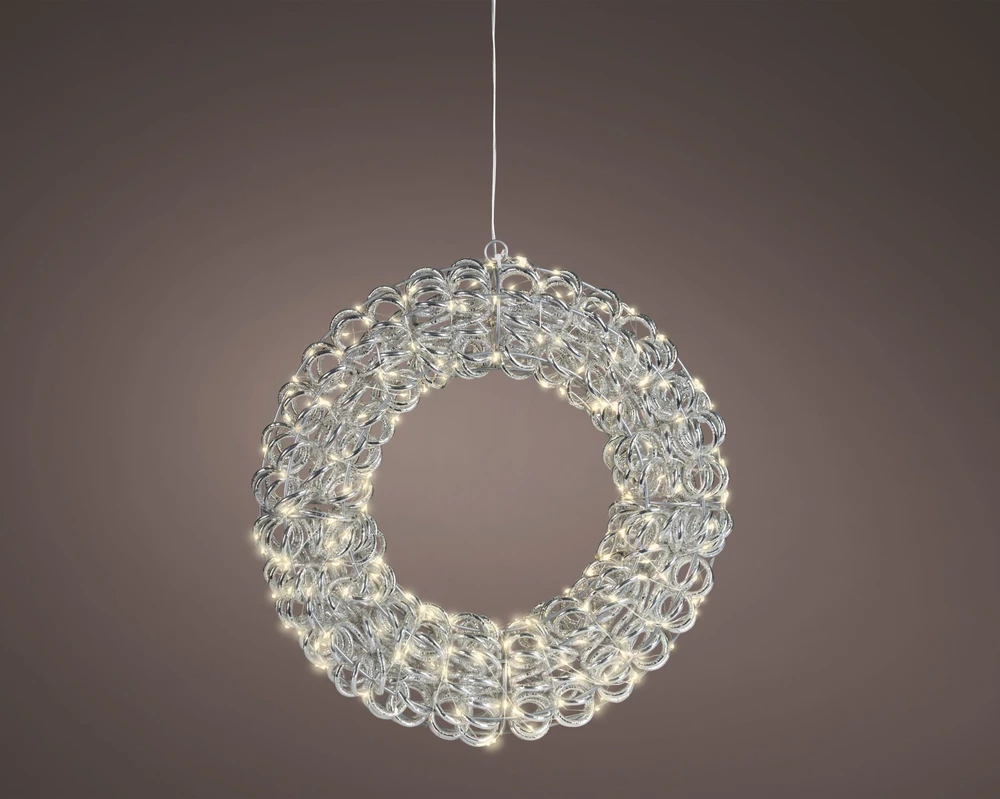 Lumineo Decoration 'Ring' with LED lighting. 493889. D38 cm. sidabrinis