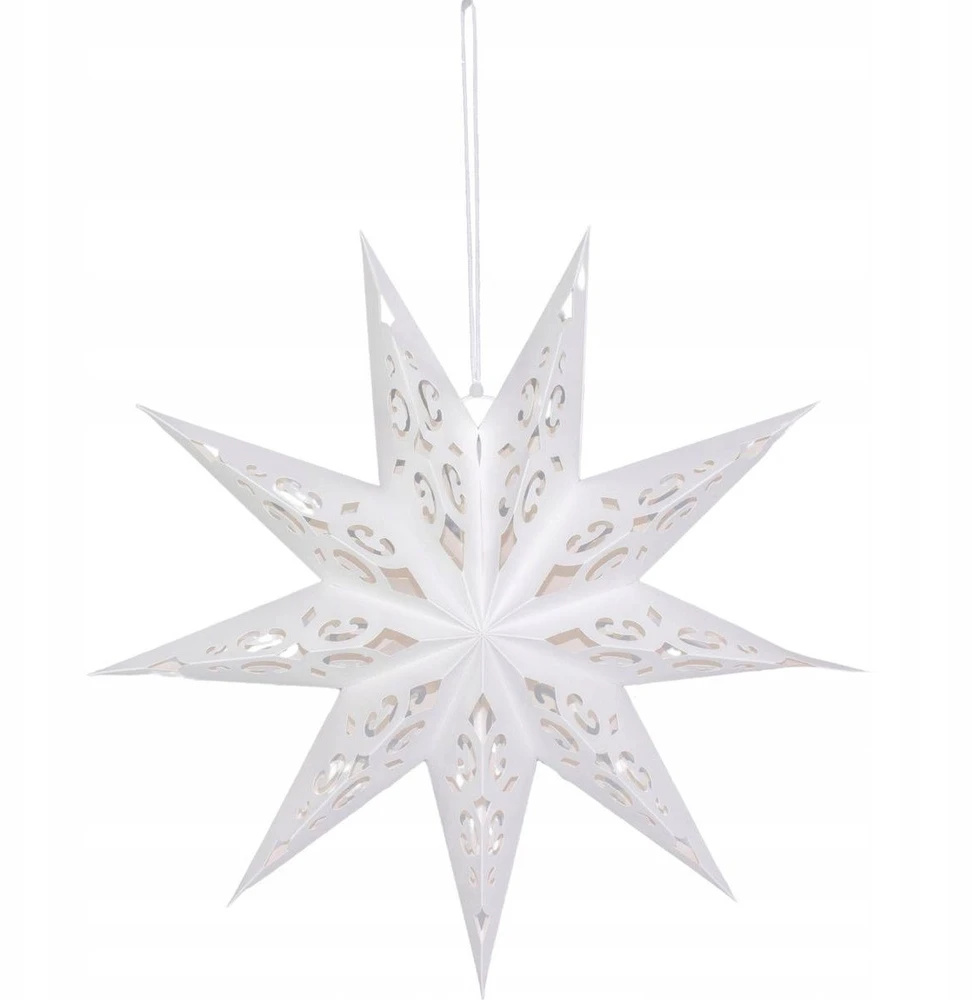 Party Deco Saska Christmas Popierinė dekoracinė žvaigždė 45 cm, 9 atšakos, balta