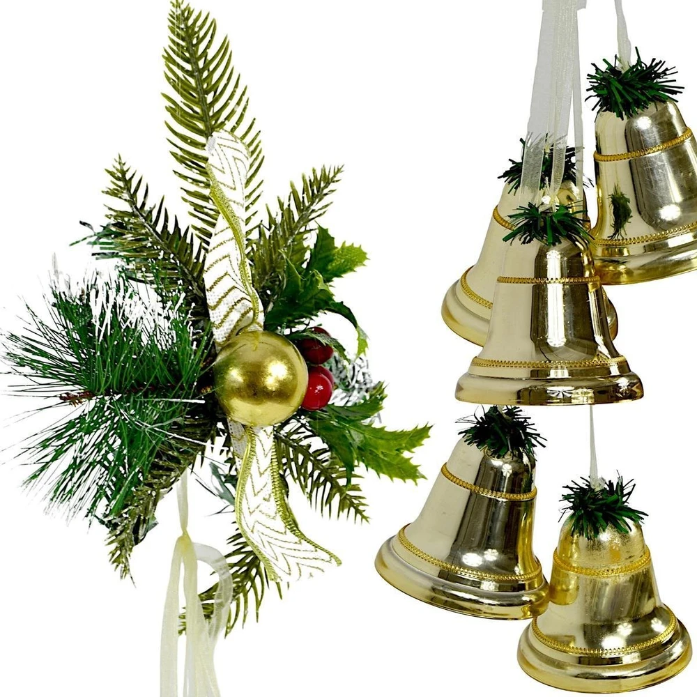 KOOPMAN Šventinė dekoracija Party Deco Dekoratyvinis vainikas varpeliai Ilg. 71CM Šampanės spalvos