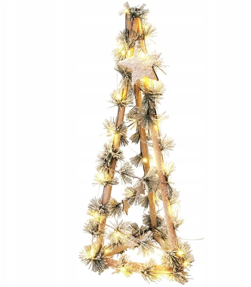 Slowmoose Medinė Kūčių eglutė su šviesos kūgiu - 68 cm su 40 LED