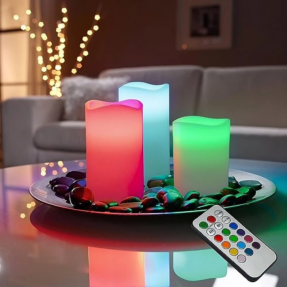 Swiece RGB LED žvakės, dekoratyvinės žvakės, nuotoliniu būdu valdomų dekoratyvinių šviečiančių lempų rinkinys