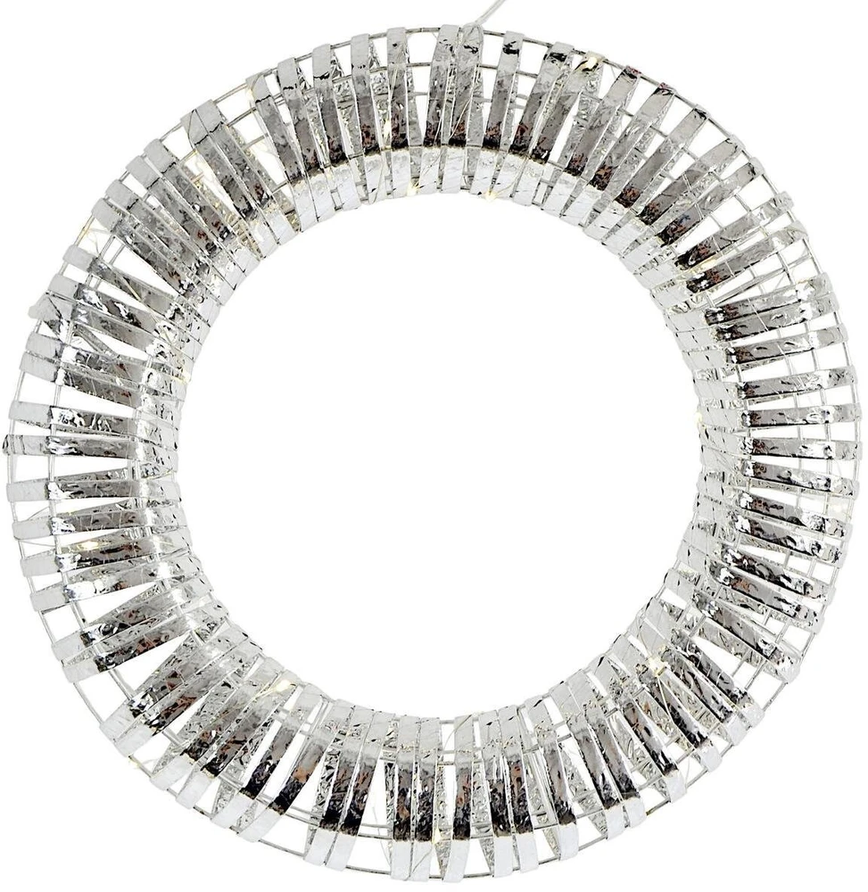 Detal Kaledinė dekoracija Victoria Sport Dekoratyvinis vainikas padanga 30LED 40CM sidabrinė