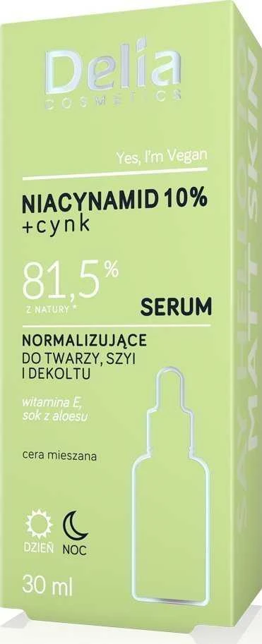 DELIA serumas veidui, kaklui ir dekoltei Niacinamidas 10% + Cinkas 81,5% 30 ml