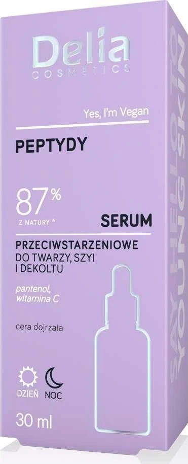 DELIA Serumas veidui, kaklui ir dekoltei Peptides 87% 30 ml