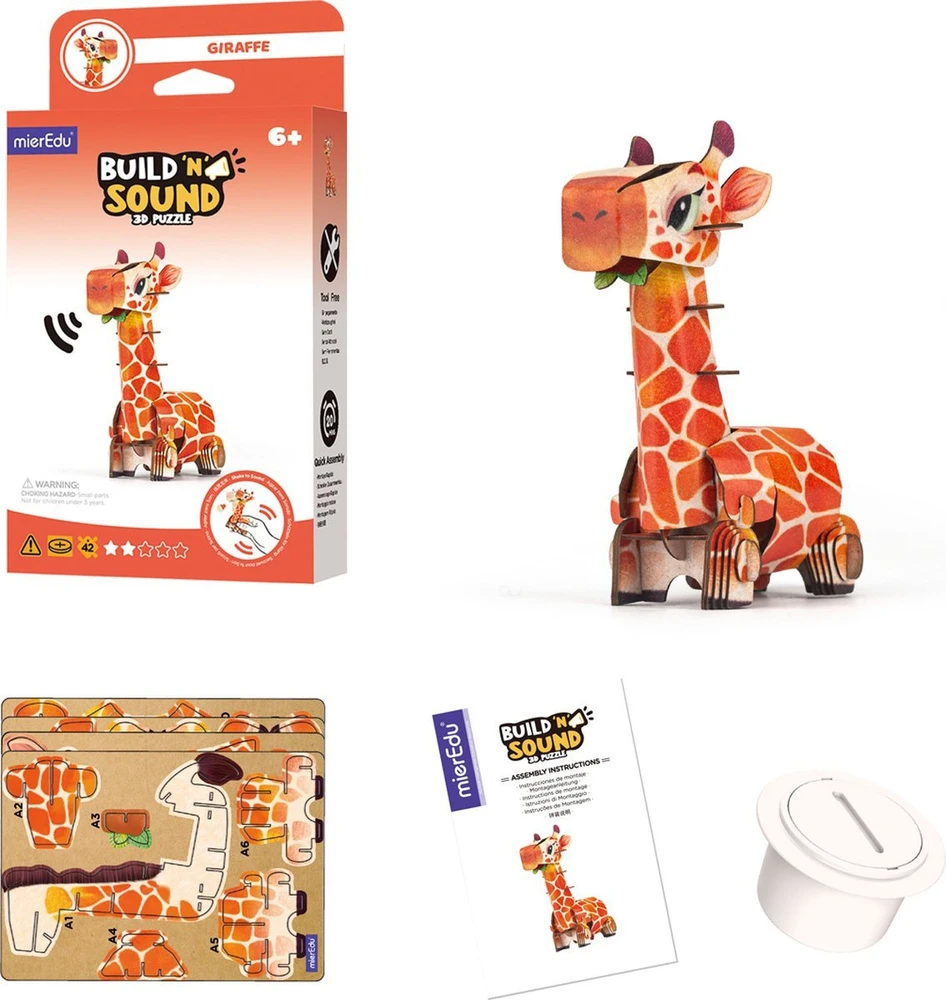 Mg Dystrybucja Puzzle 3D dėlionė „Mieredu“ – konstruokite ir klausykite – žirafa