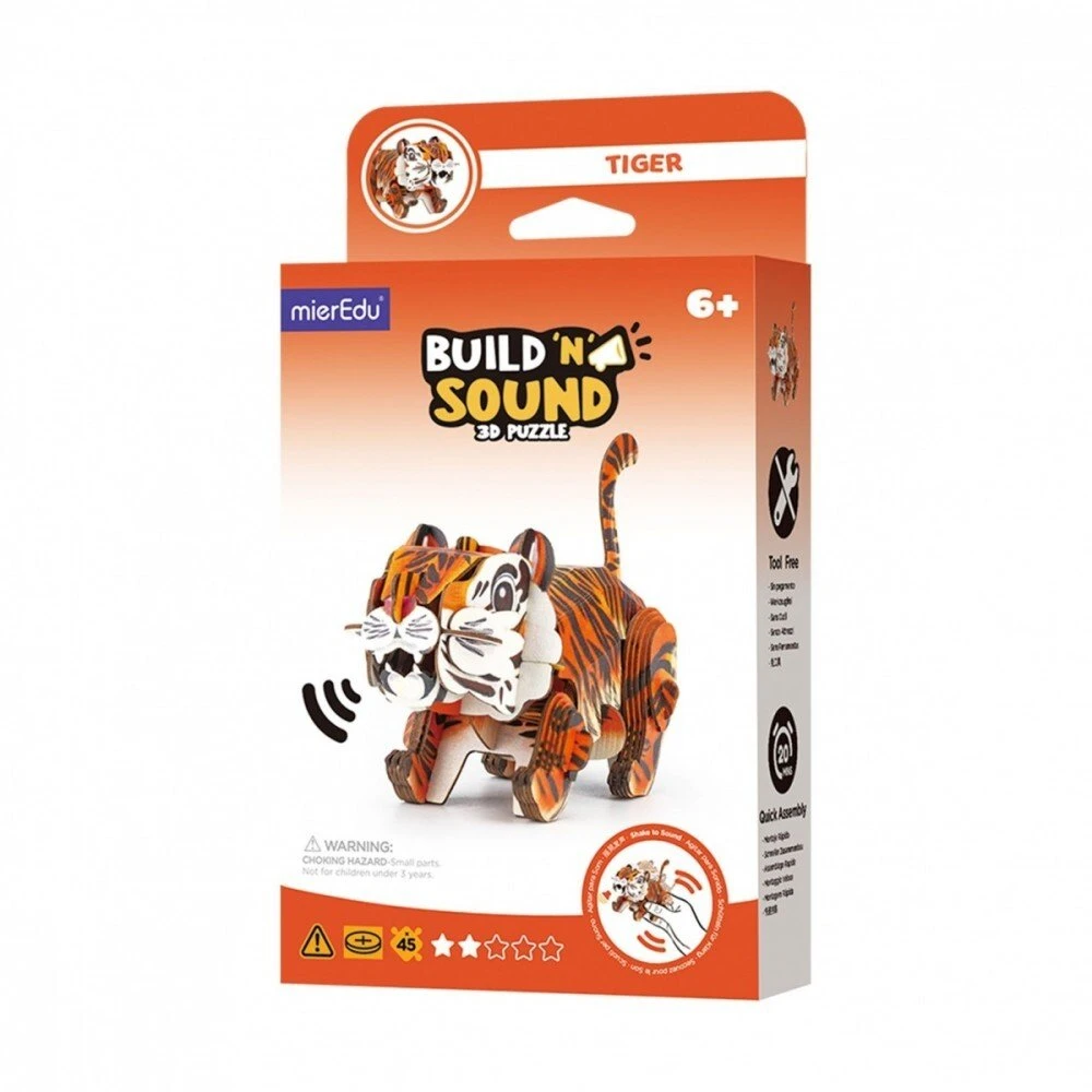 Mg Dystrybucja Puzzle 3D dėlionė „Mieredu“ – konstruokite ir klausykite – tigras