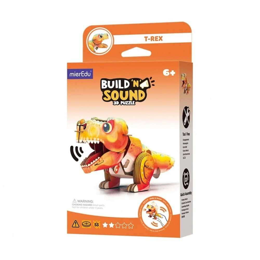 Mg Dystrybucja Puzzle 3D dėlionė „Mieredu“ – konstruokite ir klausykite – Tyrannosaurus Rex