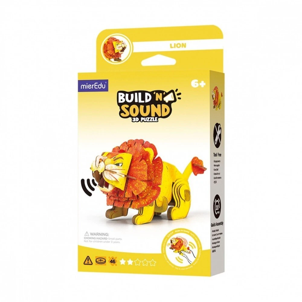 Mg Dystrybucja Puzzle 3D dėlionė „Mieredu“ – konstruokite ir klausykite – liūtas