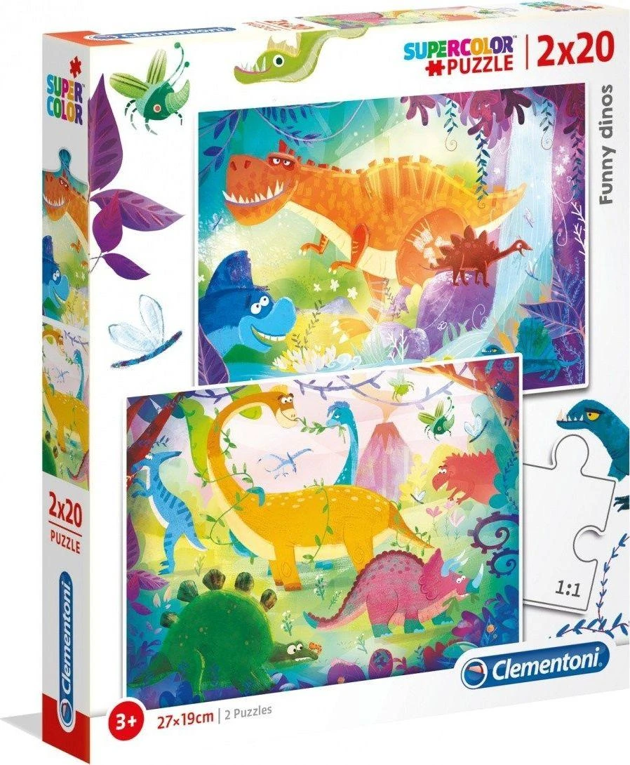 Clementoni Dėlionė 2x20 vnt. - Linksmi dinozaurai