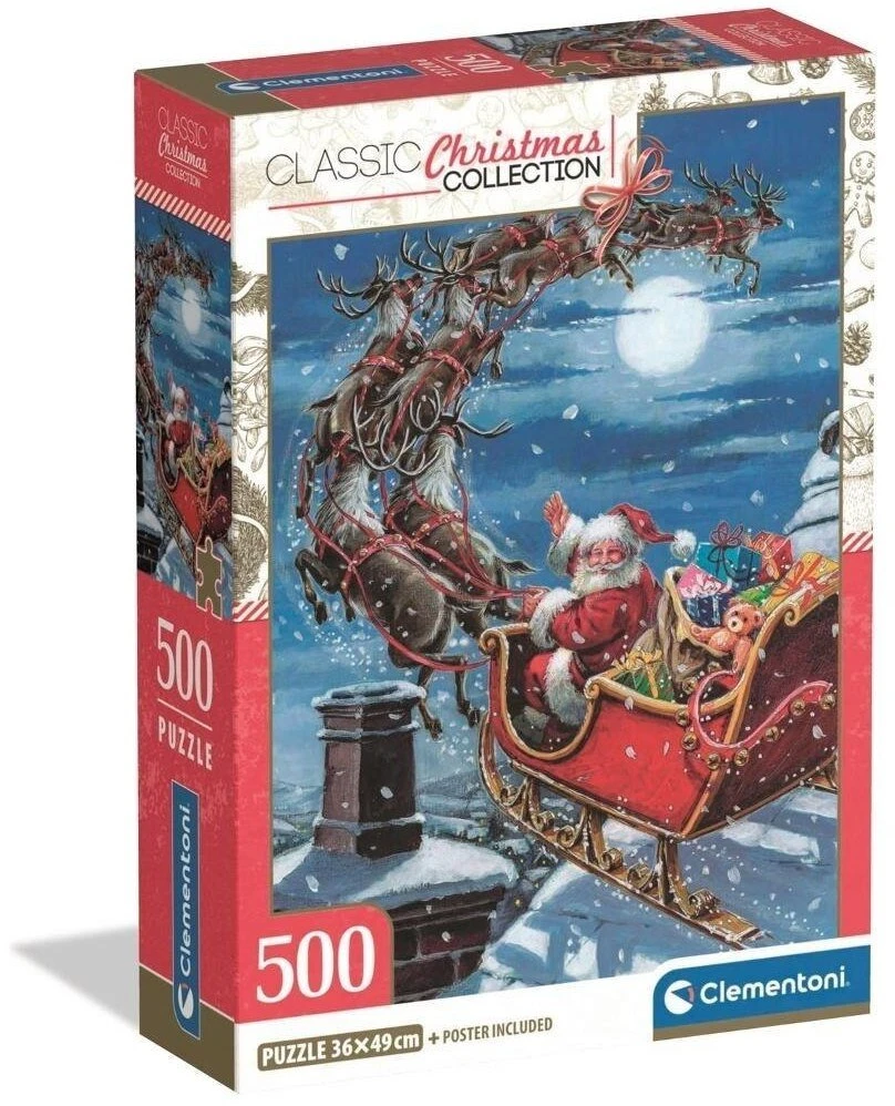 Dėlionė Clementoni CLE puzzle 500 XMas Midnight Sleigh Ride 35628
