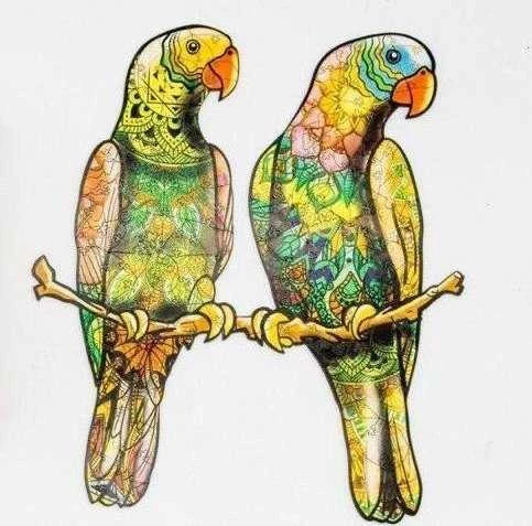 PuzzleOK Medinė dėlionė 82 vnt. - Papūgėlės