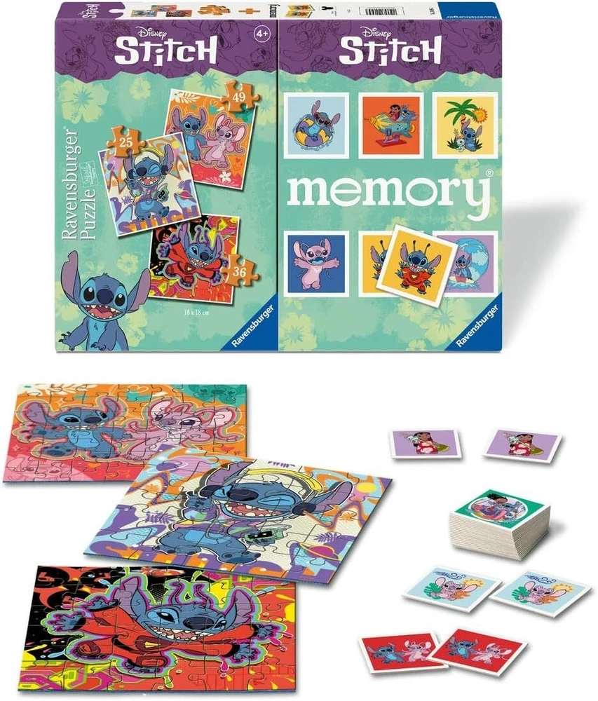Ravensburger Disney Stitch 3 dėlionės + atminties žaidimas ® (10624695)