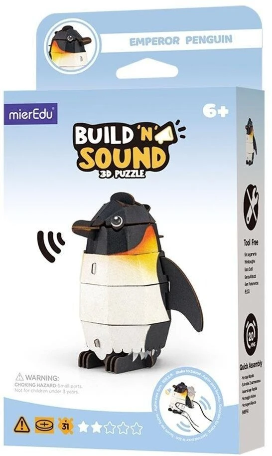 Mg Dystrybucja Puzzle 3D dėlionė „Mieredu“ – konstruokite ir klausykite – pingvinas