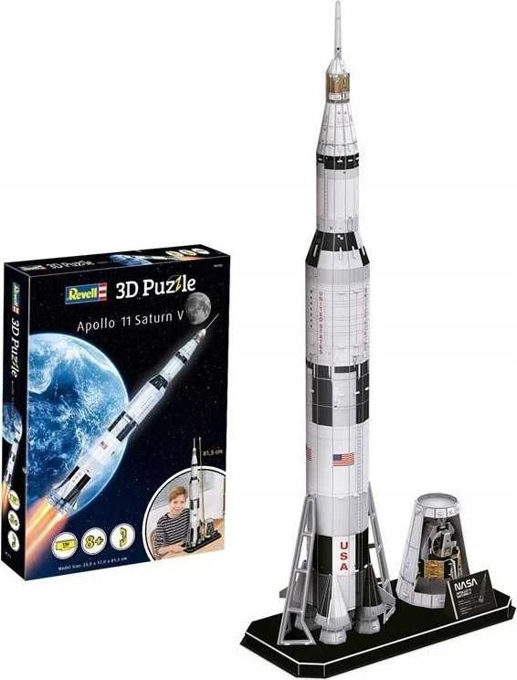Revell 3D dėlionė Apollo 11 Saturn V raketa, 136 det., 81,5 cm, 8+