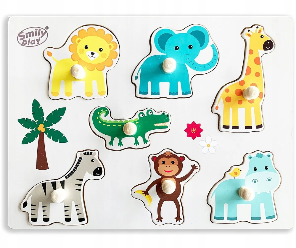 Medinis dėlionė Smily Play Zoo gyvūnai, 8 elementai