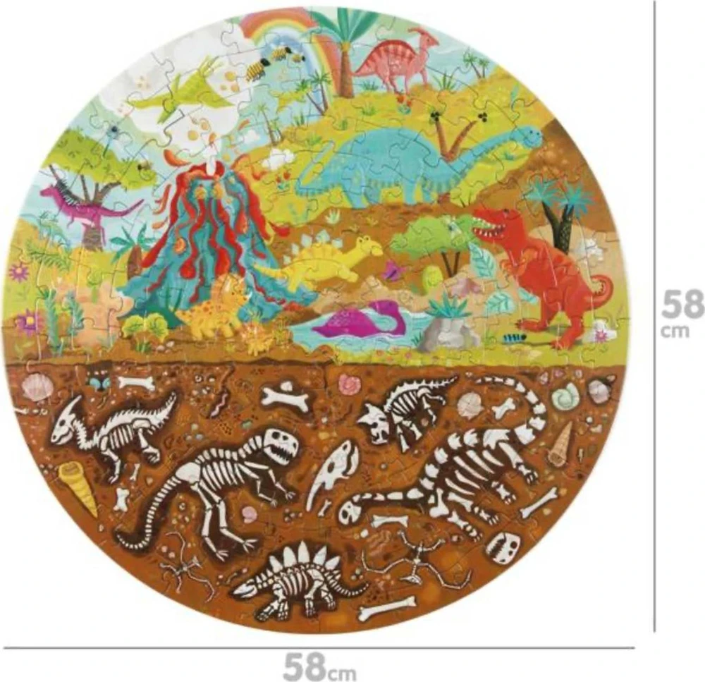 Dėlionė Teka apvalus galvosūkis 150 dinozaurų