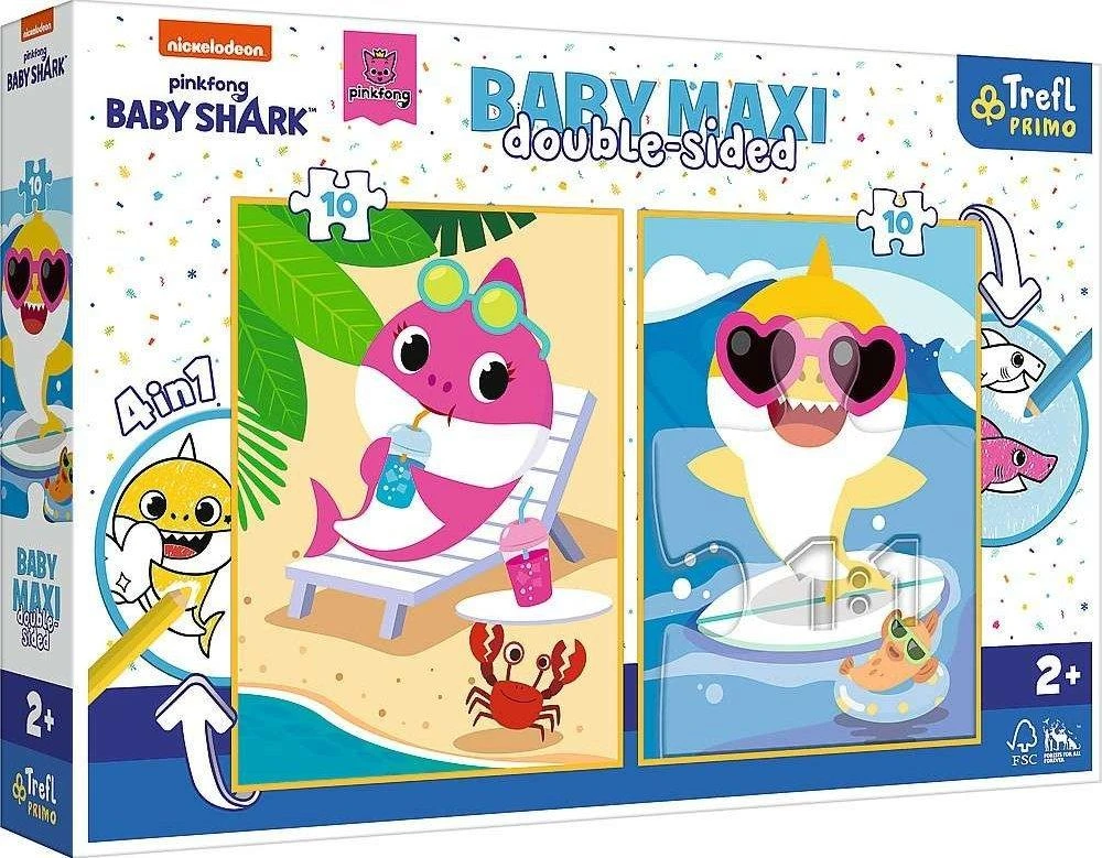 TREFL 43005 Dėlionė Baby MAXI 2x10 Happy Shark Day