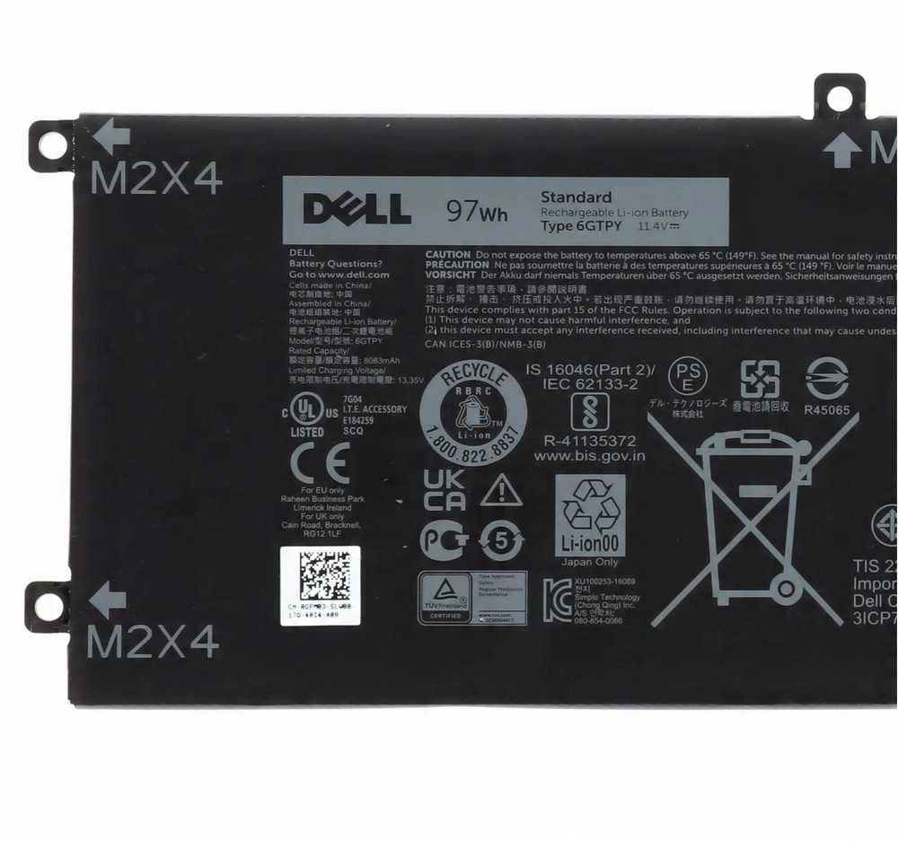 „Dell“ 97 Wh 6 celių ličio jonų baterija nešiojamiesiems kompiuteriams