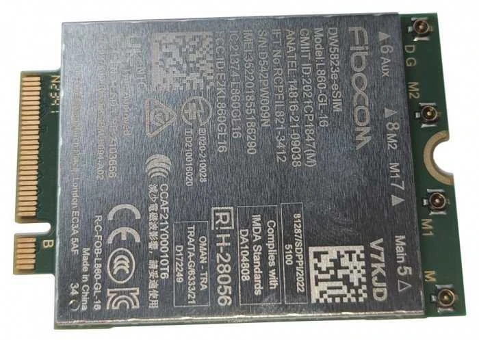 DELL DW5823E, Vidinis, Belaidis, PCI Express, WWAN, 1000 Mbit/s, Žalia