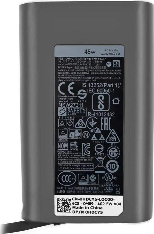 Dell 45W maitinimo adapteris su techniniais duomenimis