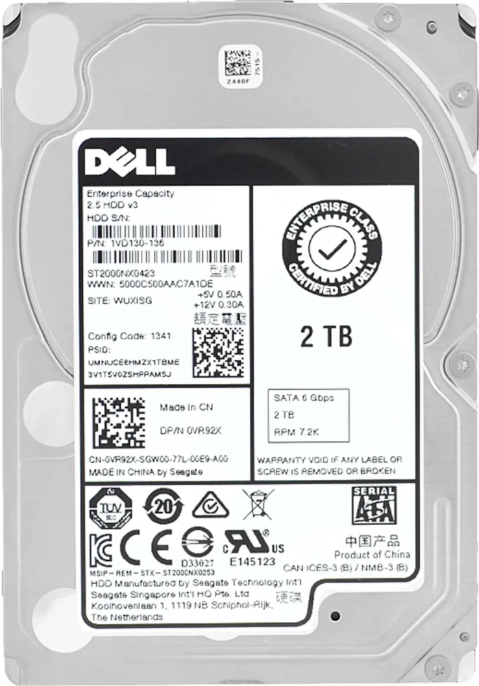 Dell VR92X kietasis diskas 2 TB 7200 aps./min. 2,5" Serial ATA III