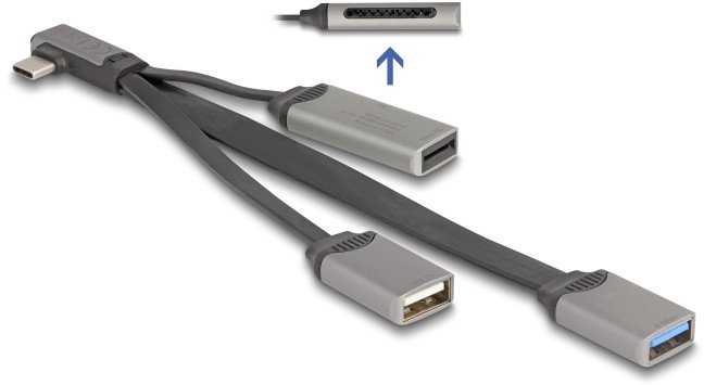Skaitytuvas Delock DELOCK 2 prievadų USB šakotuvas su SD ir Micro SD kortelių skaitytuvu, USB Type-C jungtimi