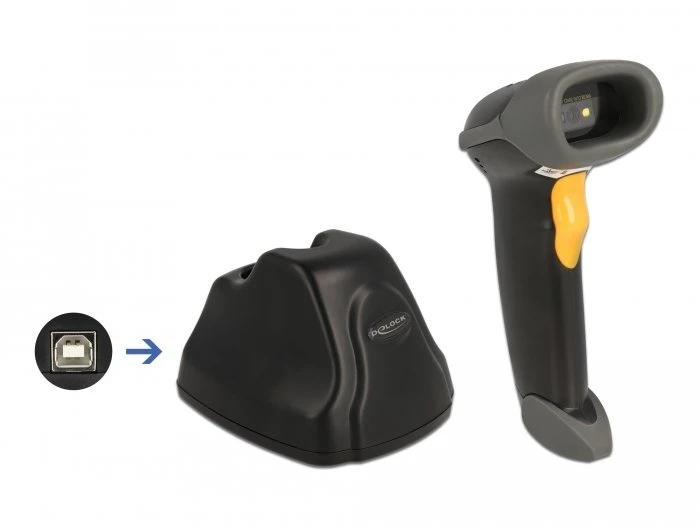 Delock 2,4 GHz Barcode Scanner 1D und 2D mit Įkrovimo stotelė - Mehrsprachig