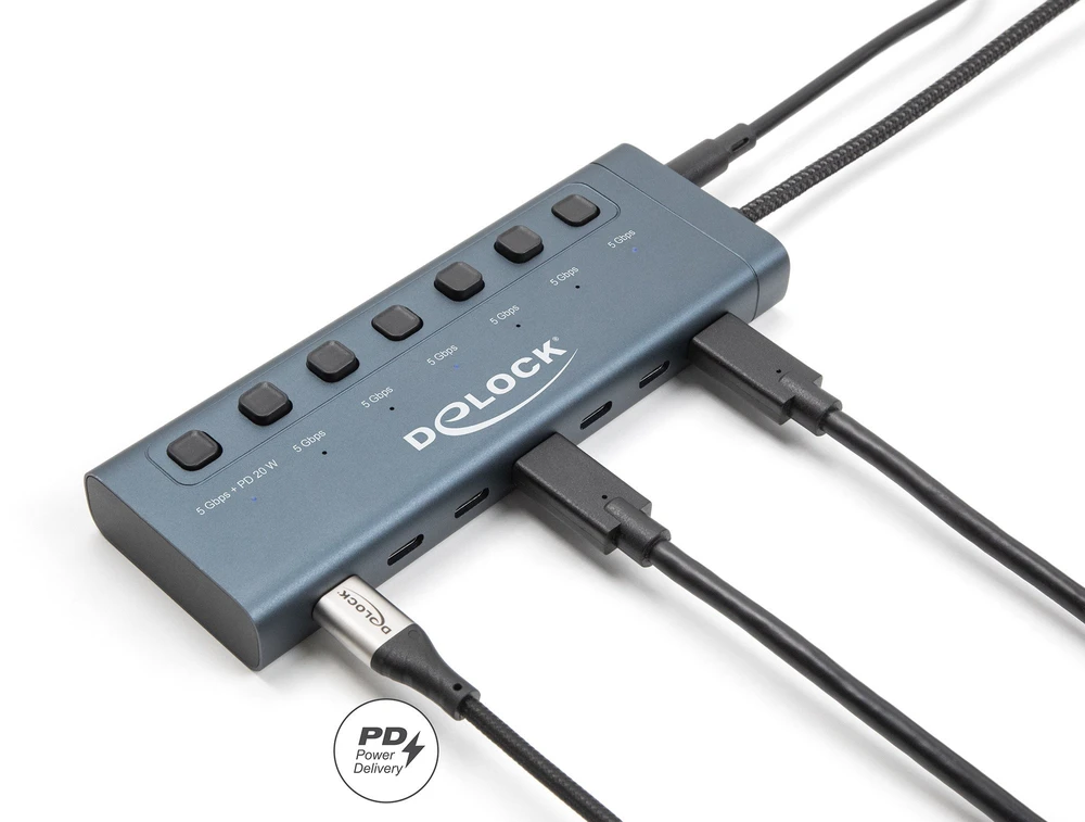 HUB USB Delock DeLOCK 63410 huby i koncentratory USB 3.2 Gen 1 (3.1 Gen 1) Type-C 5000 Mbit/s Mėlyna