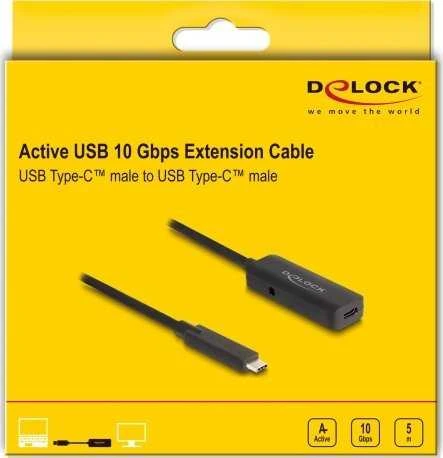 Kabelis USB Delock USB-C - USB-C 5 m Juodas (80028)