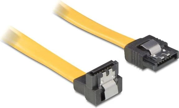 DELOCK Cable SATA 10cm geltonas žemyn/tiesus metalinis