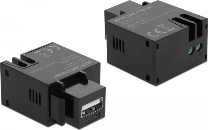 Delock Keystone modulis su A tipo USB 2,1 A įkrovimo lizdu juodos spalvos