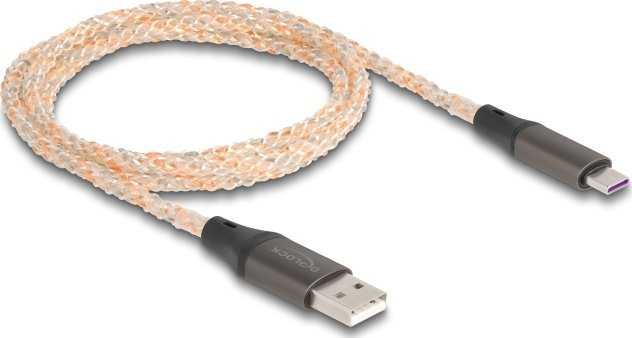 Kabelis USB Delock USB-A - USB-C 1 m Permatomas (88164)